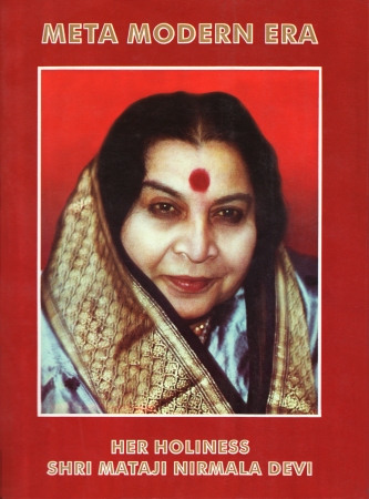Shri Mataji in silky blue sari on book cover