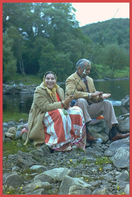 Shri Mataji with Fishing Rod and Sir C.P. with Bait