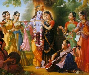 Shri Krishna with Radha and Gopis