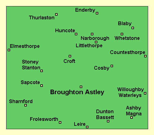 Map of area around Broughton Astley
