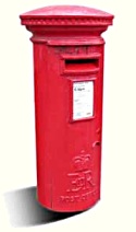bright red Royal Mail pillar box