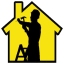 house and handyman on ladder graphic